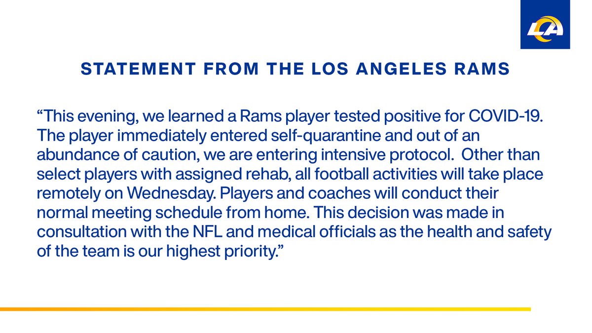 RamsNFL's tweet photo. Statement from the Los Angeles Rams: https://t.co/lcxklfWNzo