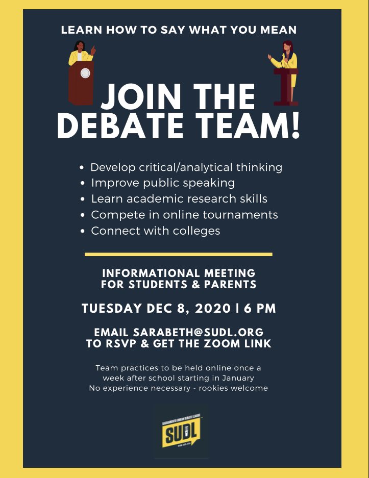 Sacramento Urban Debate League (SUDL) tweet media