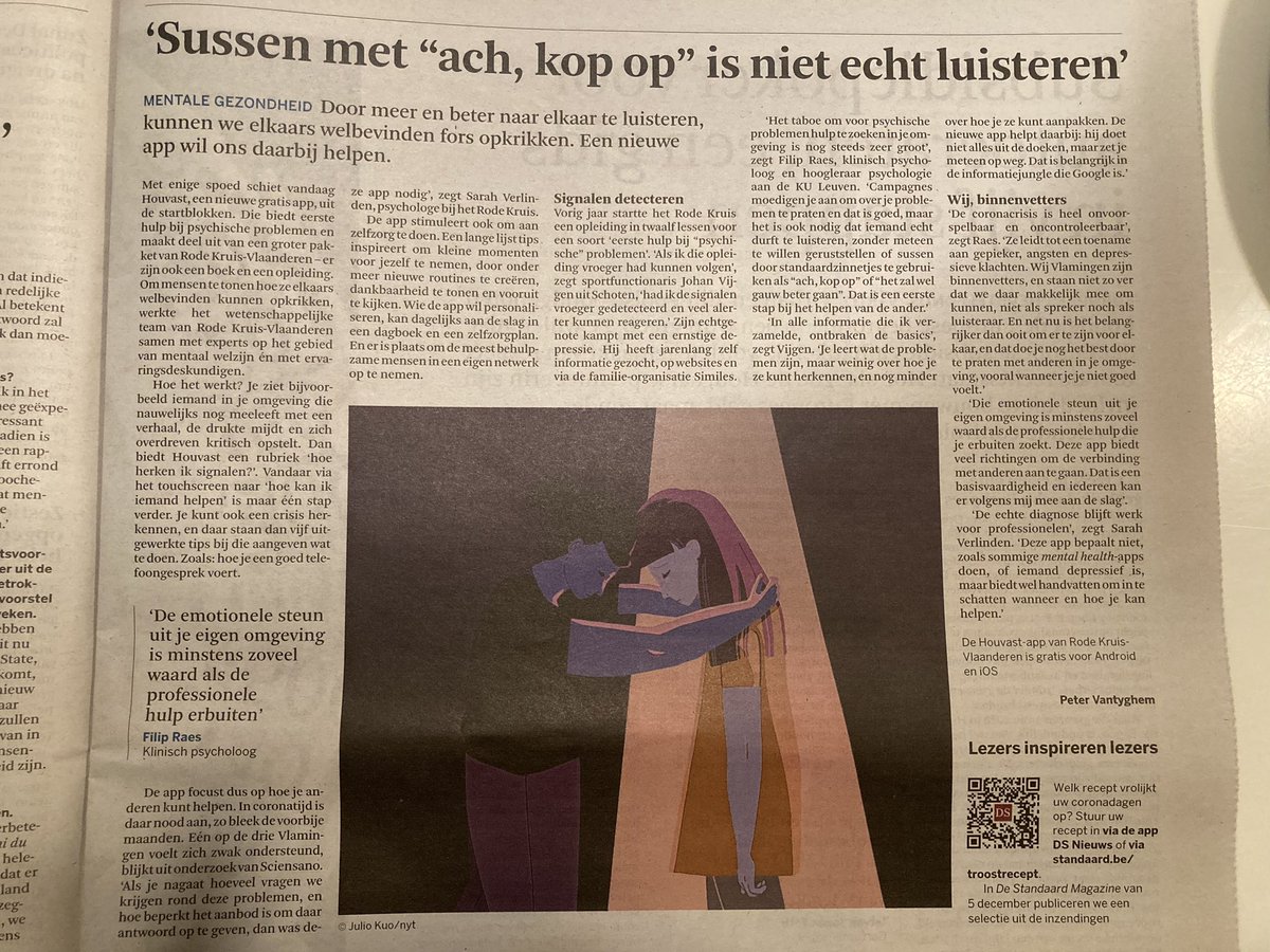 Loopjegelukkig's tweet photo. Vandaag wordt de Houvast app gelanceerd - eerste hulp bij psychische problemen 👌#rodekruisvlaanderen #destandaard https://t.co/fDLGy2Uo1Q