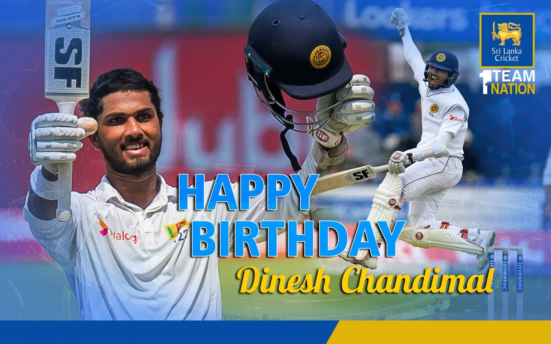 Wish you a happy birthday
Major Dinesh Chandimal.  