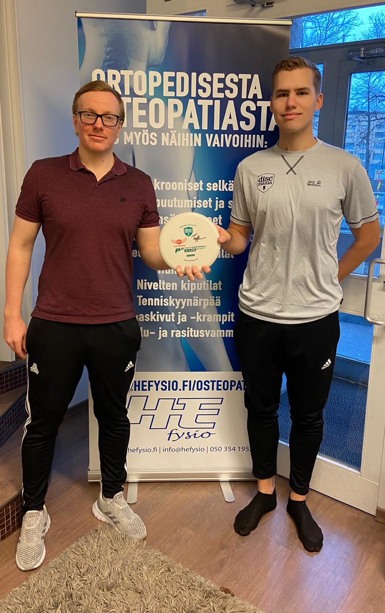 hefysio's tweet photo. YHTEISTYÖUUTISIA 
Ylpeänä ilmoitamme, että HE Fysion osteopaatti Joonas Merel�� vastaa tulevalla kaudella ammattilais frisbeegolffari Tuomas Hyytiäisen kehonhuollosta ja fysiikkaharjottelusta. 

Voit tutustua Joonakseen tarkemmin osoitteessa https://t.co/ij810Ln2Q6 https://t.co/bycbd7qbC0