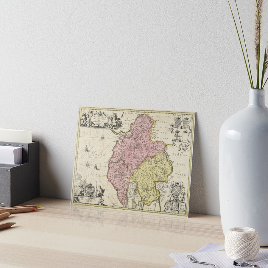 #cumberland &amp; #Westmorland 1697 #antique #map on many products. #bedthrow #cushion #artboardprint #cumbria #lakedistrict #kendal #keswick #windermere #cockermouth redbubble.com/people/wizards…