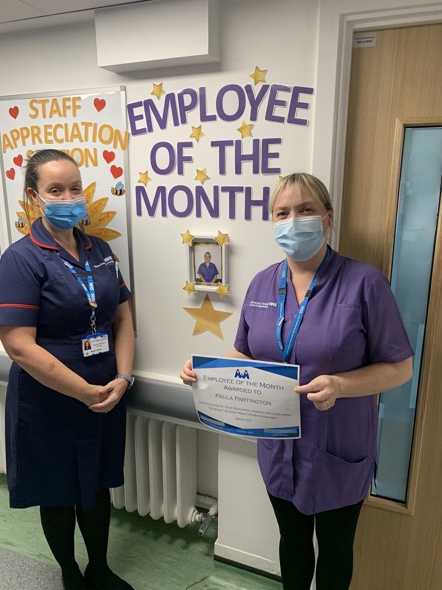 MFT_SaintMarys's tweet photo. Congratulations to our November Employee of the Month Paula Partington. Paula is our amazing ward clerk on the antenatal ward on our Wythenshawe Site. Paula always goes above and beyond to support all of us everyday. Thank you Paula #employeeofthemonth #thankyou #caringtocare https://t.co/ZTDPd1EnMp