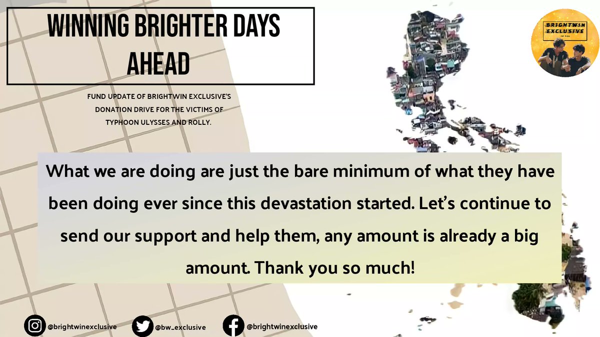bw_exclusive's tweet photo. They have been constantly hands-on in the relief ops in Cagayan.
We'll post our next beneficiary before we send our target amount to the Archdiocese of Tuguegarao.
Stay tuned, keep safe, be alert, Brightwins!
#UlyssesPH #PHNeedsHelp
#ไบร์ทวิน #BrightWin
#bbrightvc #winmetawin https://t.co/8bnUSCg36O
