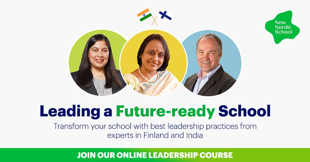 NEW course alert! 🚨 Join <a href="/revathi_edu/">Revathi Srinivasan</a> and the New Nordic School team as they share leadership expertise and tools for transforming your school for the future 🇫🇮🇮🇳 JOIN ➡️ bit.ly/36OHCCu #NEP2020 <a href="/Singhania_Schls/">Smt. Sulochanadevi Singhania School</a> <a href="/SinghaniaSchls/">Smt. Sulochanadevi Singhania School</a> <a href="/AgarkarFatima/">Fatema Agarkar #SaveOurSchools 🆘 RightToLearn</a> <a href="/TeachForIndia/">Teach For India</a> <a href="/EWPortal/">EducationWorld India</a>