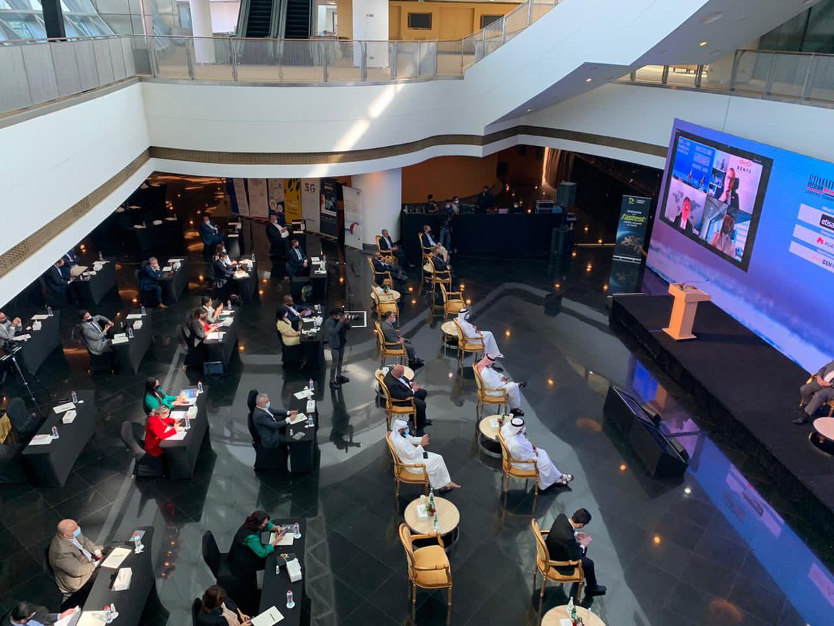 TelecomReviewME's tweet photo. An overhead view of our socially-distanced attendees at Telecom Review Leaders Summit held at The Meydan Hotel, Dubai.
Hundreds more are watching live via zoom thanks to Etisalat’s dedicated 5G network.
#FastestonEarth @etisalat https://t.co/8dn0LSd1i9
