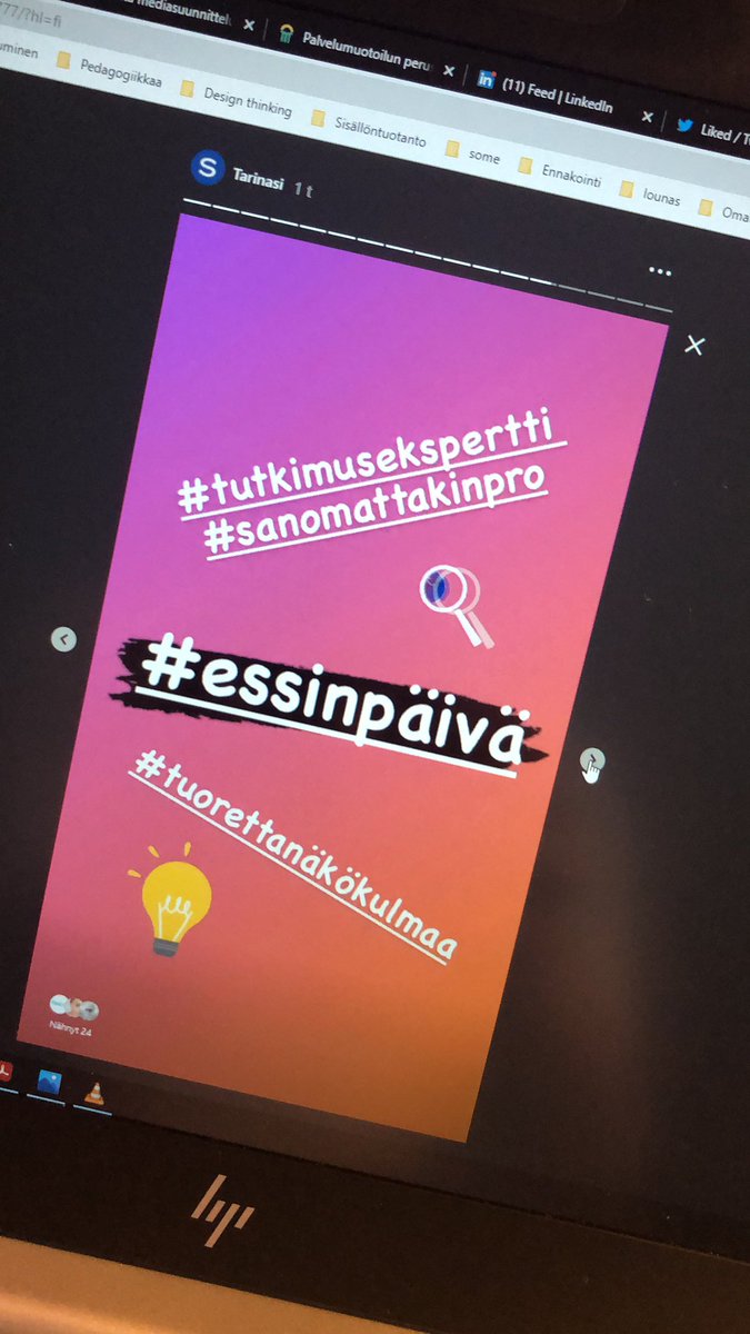parkkati's tweet photo. Tällä viikolla olen oppinut tekemään Instagram tarinoita. Käy tsekkaamassa @SanomaPro n instatililtä, mitä insight-tiimin työpäiviin kuuluu. Tänään vuorossa @essihyyppa n päivä! #meillätöissä #sanomattakinpro https://t.co/zaVlIBsG5I