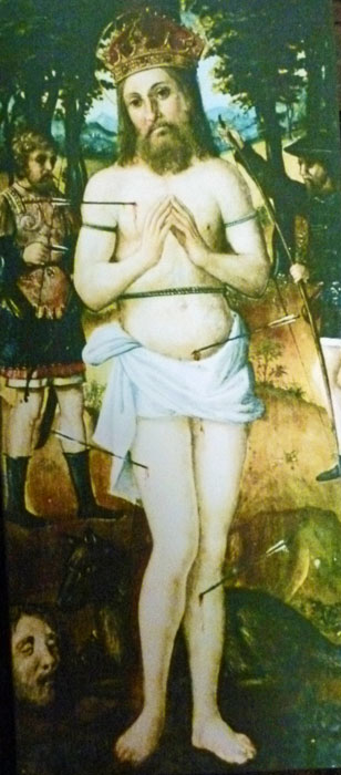 As we count down the hours to St Edmund's Day, an art history mystery from Essex: the painting of the martyrdom of St Edmund that once hung in Greensted church (sadly stolen in January 2012)