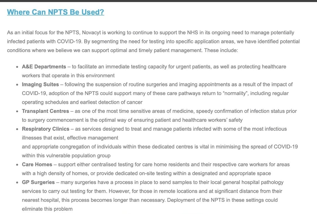 For that, it is necessary to be able to carry out the tests quickly, and in a decentralized way.The implementation of Qs allows it.And Novacyt has a large number of various tests available:Oncology, microbiology, cancers, hematology and serology.5/6