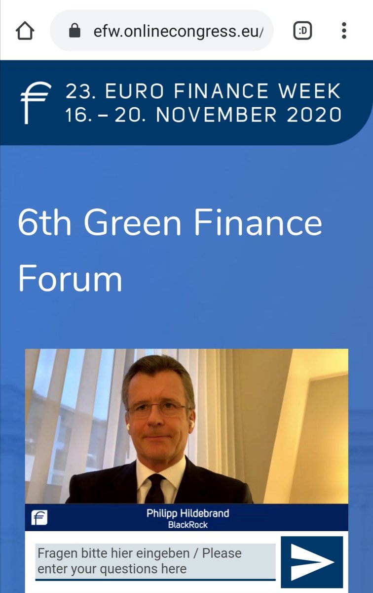 SachwertDepot's tweet photo. @eurofinanceweek #efweek20 #efweek2020 #6thGreenFinanceForum #Conclusio from the world's largest asset manager @blackrock, Vice Chairman Philipp Hildebrand. The future is #GREEN & #SUSTAINABLE. Period. #GreenFinance20 #greenfinance https://t.co/clCFil9WH5 https://t.co/tv6PRXmIYd https://t.co/PuR6bfZbyT