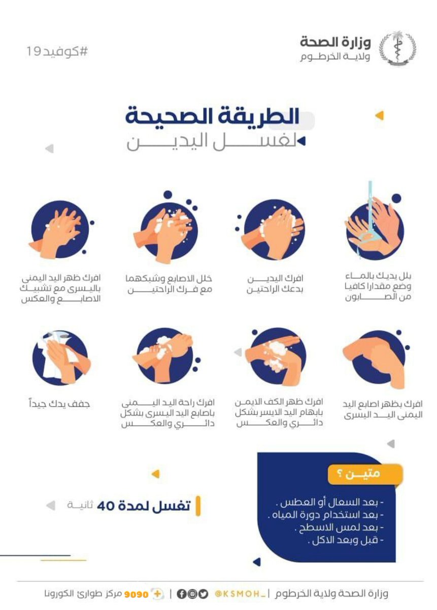 الطريقة الصحيحة لغسل اليدين
#وزارة_الصحة_ولاية_الخرطوم