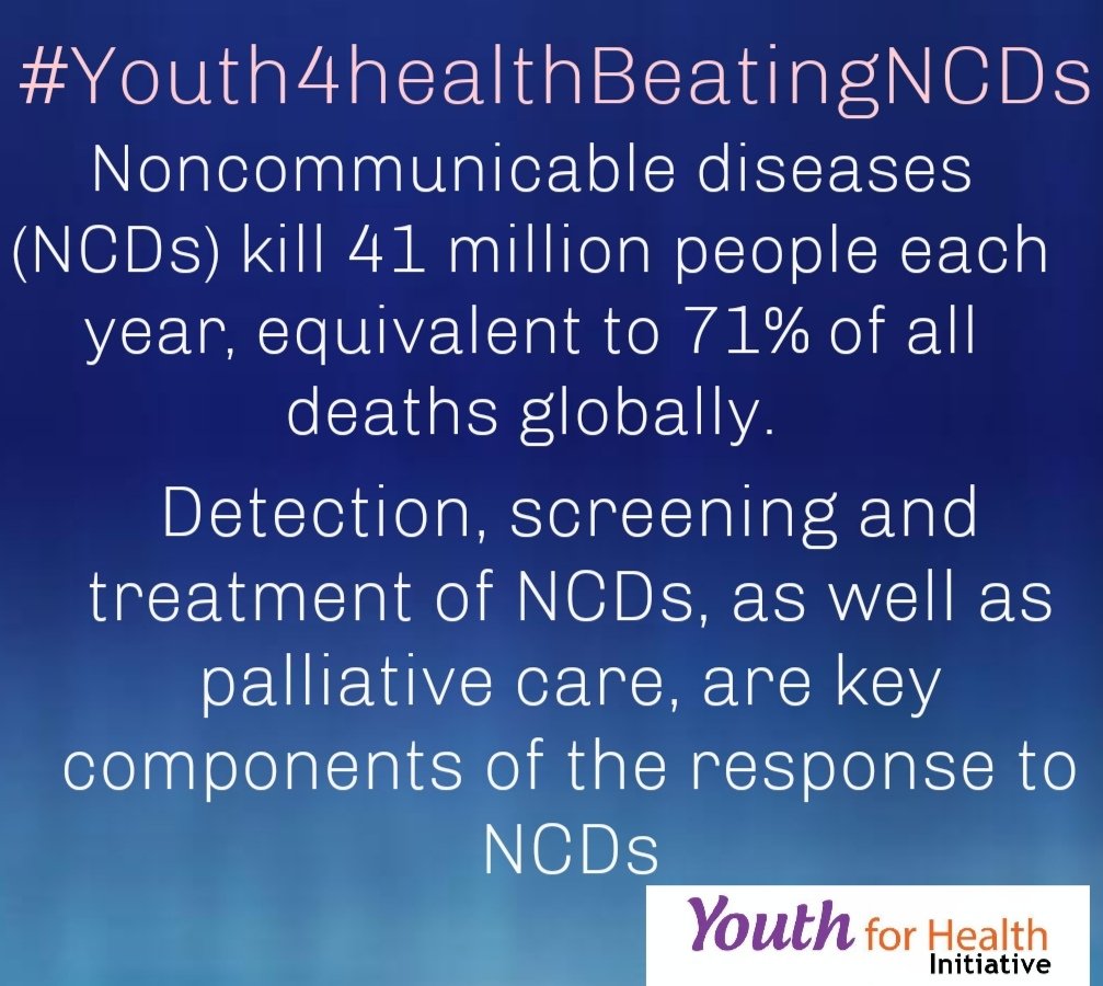 YouthForHealth1's tweet photo. NCDs disproportionately affect people in low- and middle-income countries where more than three quarters of global NCD deaths – 32million – occur.
Source: @WHO
#Youth4healthBeatingNCDs
#BeatingNCDs https://t.co/SK2FgfR91r