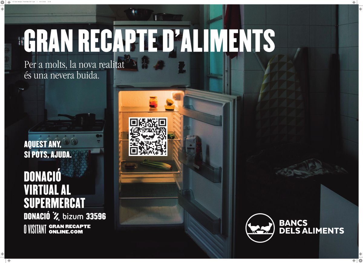 🛒 Fins el 21 de novembre pots participar al <a href="/GranRecapte/">Gran Recapte</a>!  

💻 La donació es fa de manera virtual a la caixa dels comerços col·laboradors o bé en línia.

El <a href="/BancAlimentsBcn/">Banc dels Aliments de Barcelona</a> és un col·lectiu implicat en la reducció del malbaratament alimentari.

📢 Col·labora-hi!