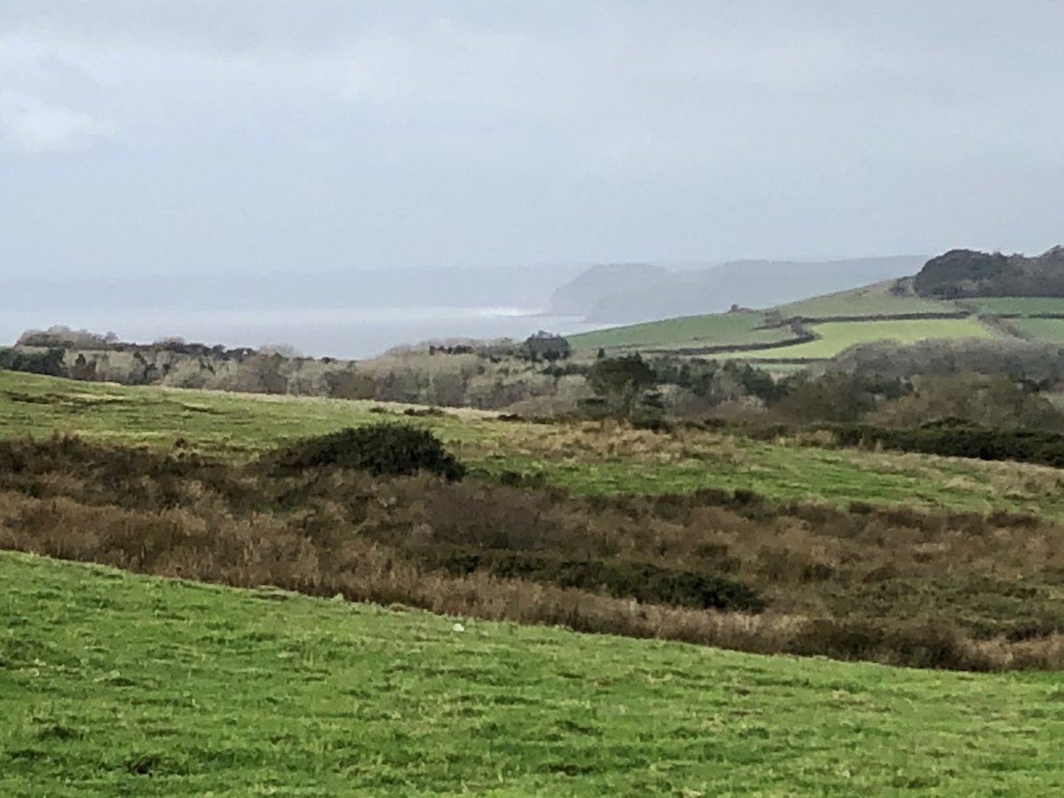 TankieMike's tweet photo. Views from Abbotsbury Castle Hill Fort on a grey Monday. Stunning views normally along the Fleet to Portland and over Lyme Bay #Dorset #hillfortswednesday https://t.co/HHnCpPSXwg