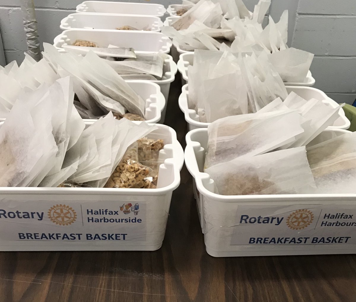 JoeHoweSchool's tweet photo. We have terrific support on Wednesdays from the Rotary Club of Halifax who help prepare breakfast program baskets for each class! ⁦@Rotary⁩ https://t.co/Kh9SJgsbr7