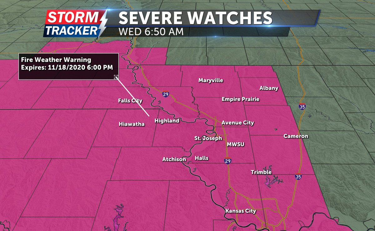 All of the area will be under a Fire Weather Warning from 9 a.m. to 6 p.m. this evening. Expect dry conditions and wind gusts up to 45mph creating an elevated fire risk. Avoid burning all day!  -Hannah Page
