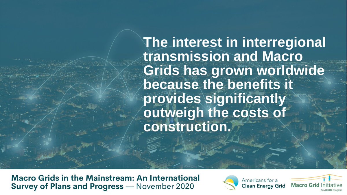 Countries around the world are scaling up #transmission to tap into renewable resources, growing their economics, and increasing security. Read the full <a href="/CleanEnergyGrid/">ACEG</a> #MainstreamMacroGrid report here: cleanenergygrid.org/macro-grids-ma…