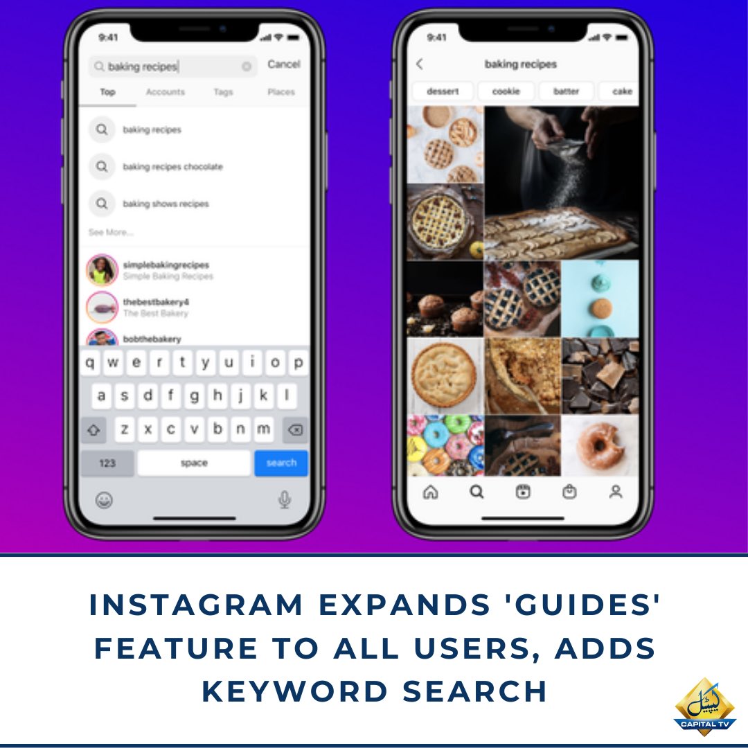 CapitalTVLive's tweet photo. Instagram is upgrading its search functionality by letting the users search content by using keywords for the first time. It is also expanding its 'Guides' feature to everyone.
#CapitalTV #Instagram #GuidesFeature #KeywordsSearch @instagram https://t.co/IgPOaAR1Zm