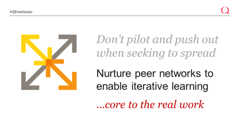  Invest in peer learning as real work: it might be less neat, but it’s key to the inevitably iterative process of innovation adoption. This is pivotal moment in the history of health care improvement to demonstrate new approaches to spread  #QEvent2020 (4/7)