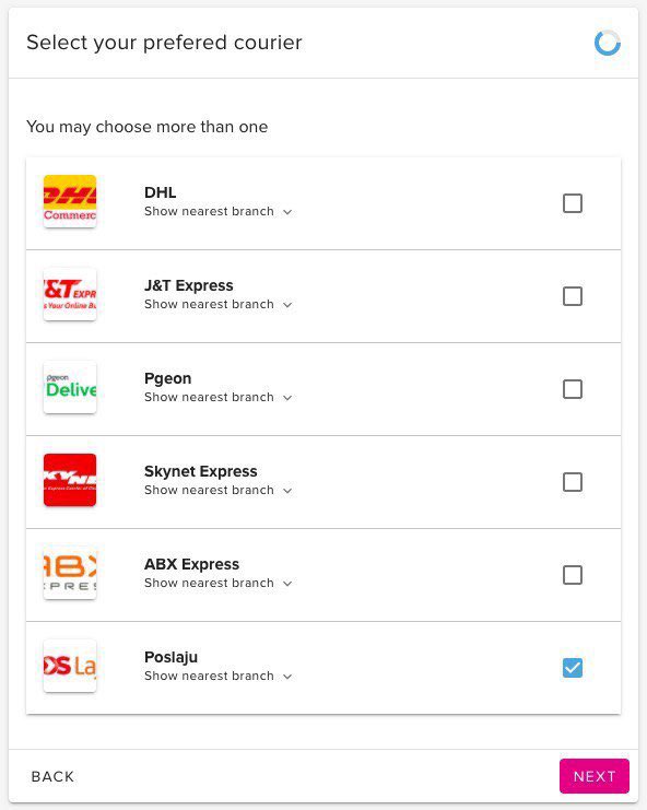 Untuk bukan bisnes makanan, korang pakai je EasyParcel. Dalam itu semua dah ada. Korang nak J&T Express, PosLaju, DHL, Aramex? Semua ada.