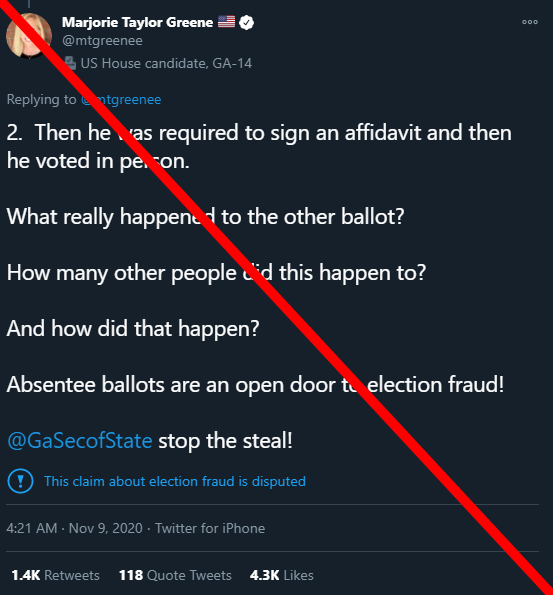 You might say Trump has a uniquely big audience and that explains the label differences. But fraud claims from GOP officials, political operatives and US congress candidates—with smaller Twitter audiences than the Indian pol figures above—received labels from Twitter