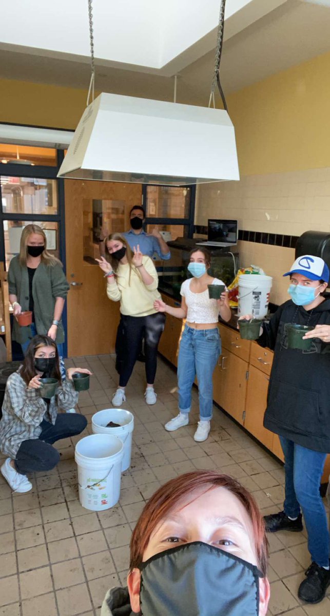 our first in person meeting of the year! we planted flowers in the greenhouse yesterday afternoon :)