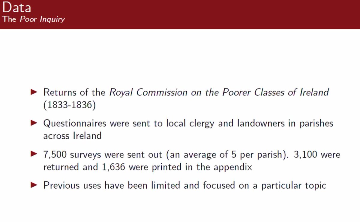 Data source: Royal Commission returns that looked into poverty in Ireland in the 1830s.  #oxeshgradseminar  #econhist  #EconTwitter  #twitterstorians