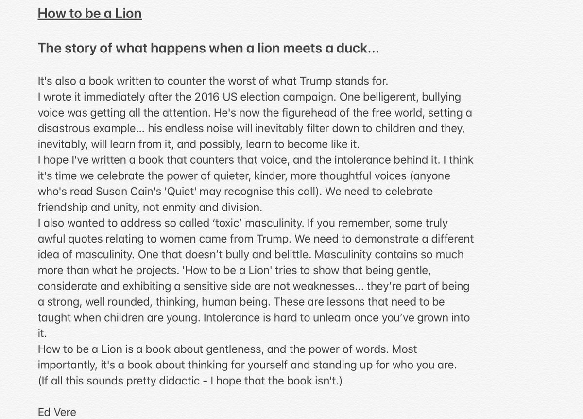 ed_vere's tweet photo. I want to re-up the message that children’s books often speak about the world we live in. 
This book was written to counter the worst of Trump... a bullying, belittling voice that will filter down to children.

We must set an example of friendship &amp; unity, not enmity &amp; division. https://t.co/tzvNyUYXuq