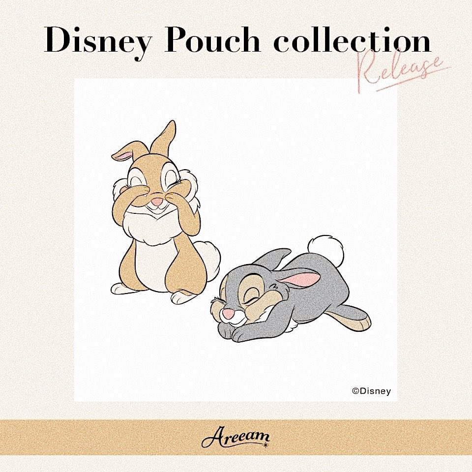 Areeam アリーム News 様々な人気ディズニーキャラクターたちを使った Disney Pouch Collection がareeamから発売されます 第一弾は11月日に バンビに登場する とてもキュートなカップル ミスバニー と とんすけ のポーチです お