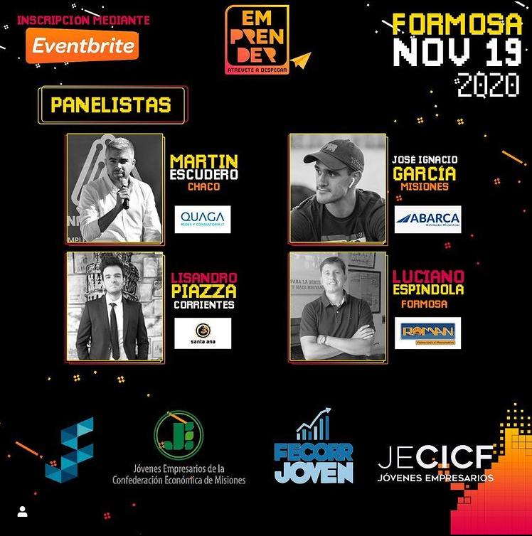 😎Se viene el #EmprenderFormosa20 totalmente virtual y lo vamos a estar compartiendo con los amigos de <a href="/jecicformosa/">JECICF</a>. No te lo podes perder!

👉JUEVES 19/11 - 17 a 20 hs.
Inscripciones en: bit.ly/emprenderformo…

<a href="/fechacojoven/">FECHACO Joven</a> 
<a href="/JovenesCem/">Jovenes Cem</a> 
<a href="/FecorrJoven/">FECORR Joven</a>