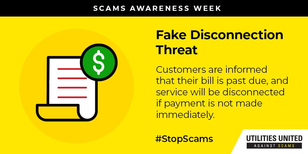 MIPublicPower's tweet photo. Scammers will often try to pose as a utility employee, threatening immediate service disconnection and requesting payment for a utility bill with a prepaid debit card or third-party payment app. Don't fall victim to these threats! #StopScams 

#PublicPower #CommunityPowered https://t.co/5wUIbUJhk2
