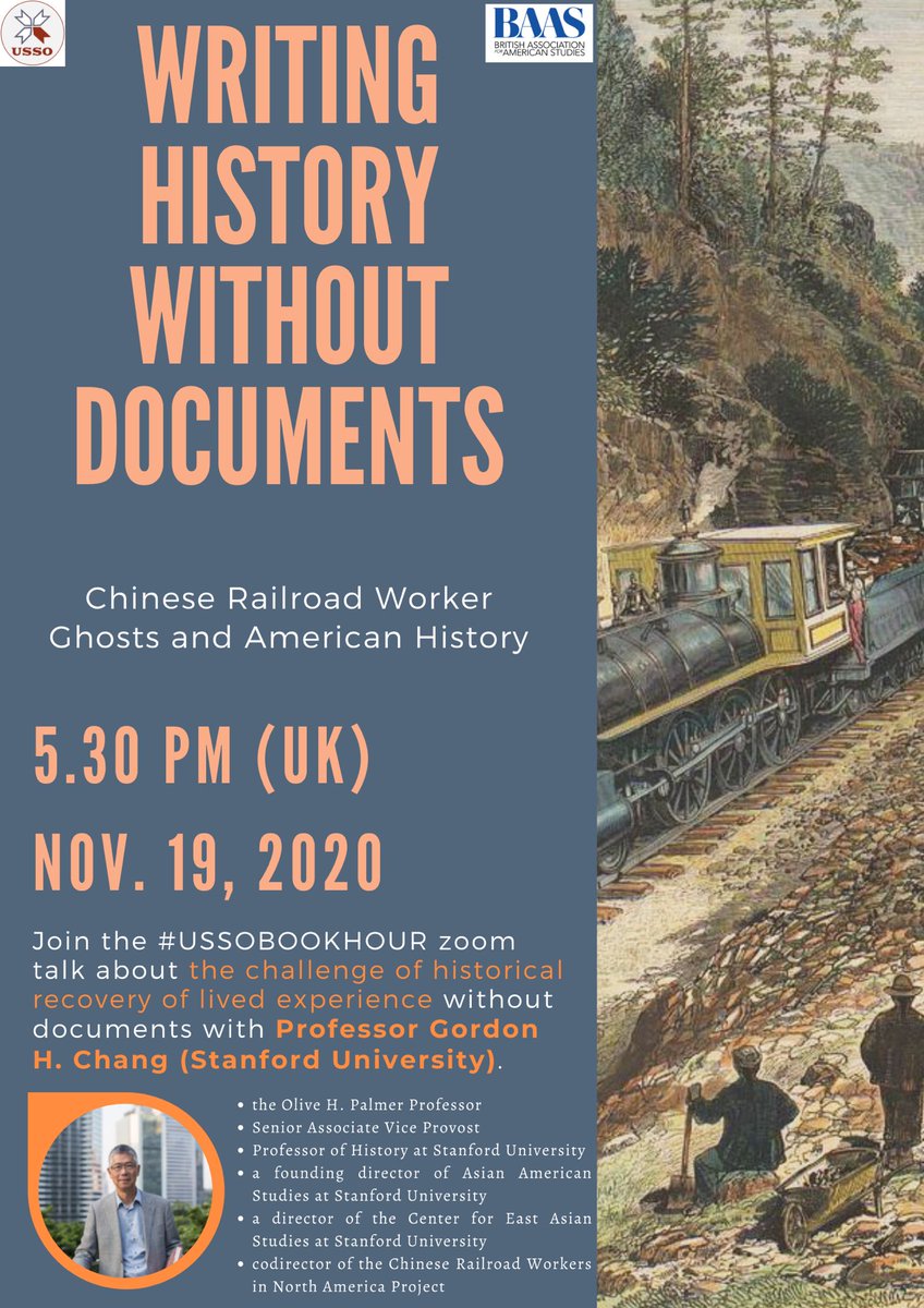 Don’t miss Thursday’s #USSOBOOKHOUR with Gordon H. Chang <a href="/StanfordHistory/">Stanford History</a> if u wanna know the challenge of historical recovery of lived experience without documents. How did Chinese workers forge modern America? Register here: bit.ly/3nx8gGY