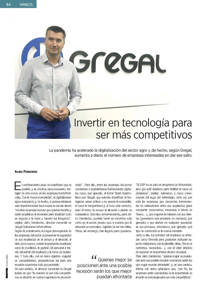 RevistaMercados's tweet photo. 📲 La #pandemia ha acelerado la #digitalización del sector #agro y, de hecho, según @GregalDynamics, aumenta 📈 a diario el número de empresas interesadas en dar ese salto.
#ed151 #transformacióndigital #frutas #hortalizas
https://t.co/tgNPMzOXRn https://t.co/0VH2Mr7FHi