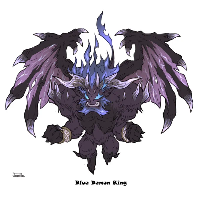 No58 Blue Demon King.蒼の魔神王。神様クラスでやばい。蒼い炎の様なエネルギーを放出してる。 