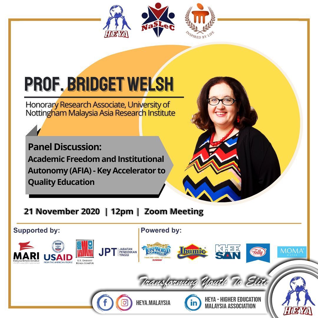 CentGPS's tweet photo. The sessions during the conference will be conducted by astonishing speakers which include:

1. Mr. U K Menon (LLM (Monash), Barrister)
2. Dr Wan Chang Da 
3. Professor Bridget Welsh

Please see the posters attached. https://t.co/WSGW5GKy5B