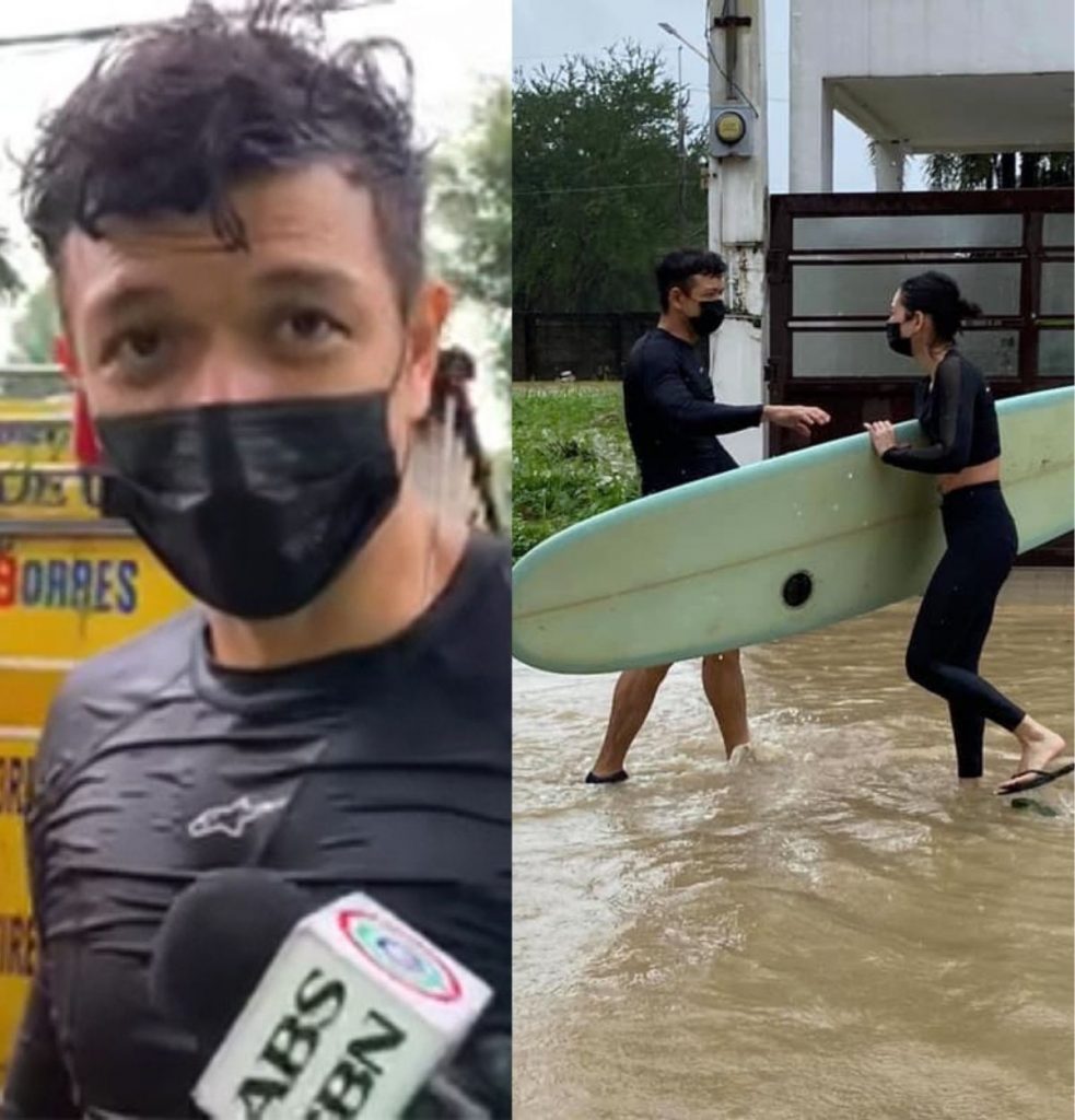 Jericho Rosales, Kim Jones use surfboards to help rescuers in Marikina