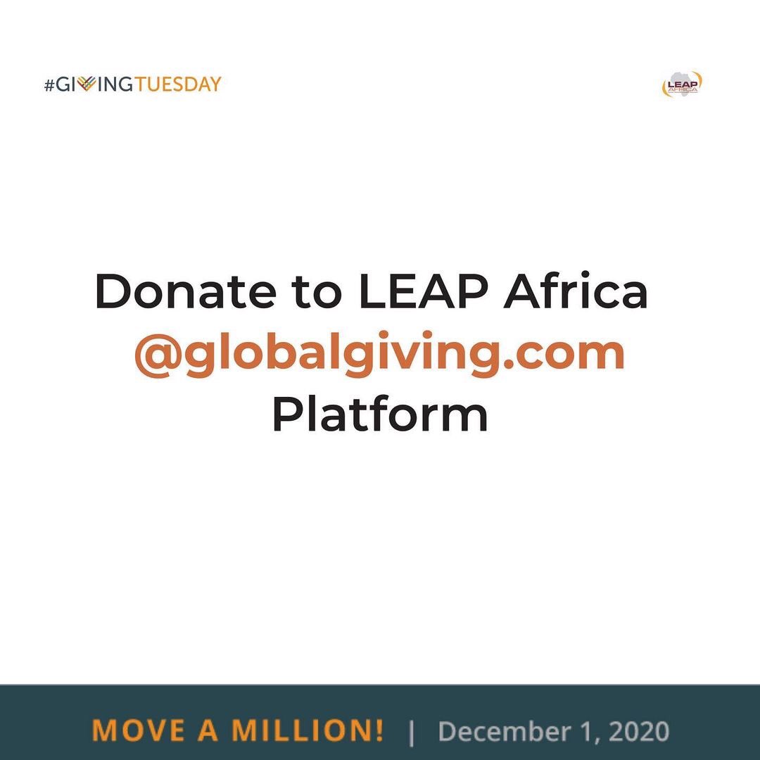 LEAPAfrica's tweet photo. Join us to celebrate #GivingTuesday on December 1, 2020.
Spread the word and letโs build a generous world together.
#givingtuesday #LEAPAfrica #supportanddonate https://t.co/NGXkcFp6EP