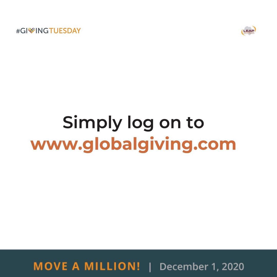 LEAPAfrica's tweet photo. Join us to celebrate #GivingTuesday on December 1, 2020.
Spread the word and letโs build a generous world together.
#givingtuesday #LEAPAfrica #supportanddonate https://t.co/NGXkcFp6EP