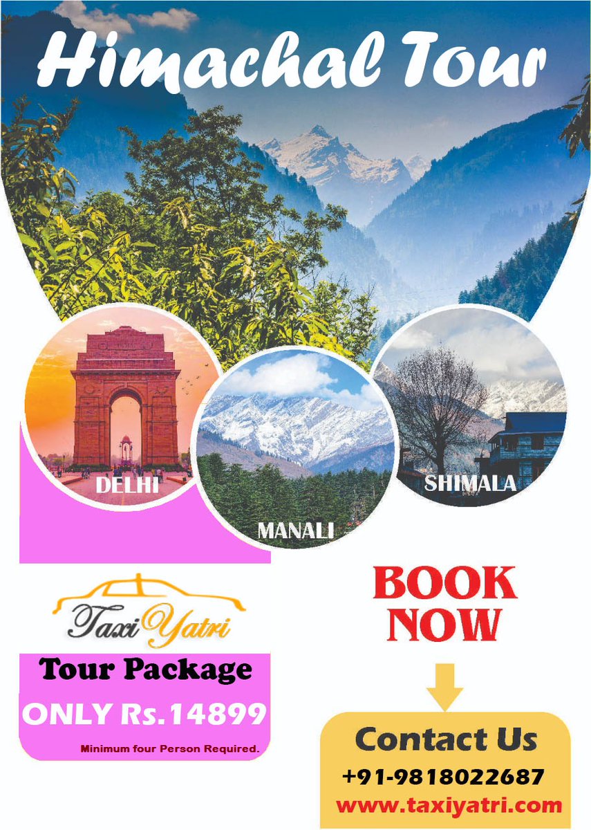 YatriTaxi's tweet photo. Get Great Deals on Delhi to Shimla Manali Tour Packages at most discounted fare. You can book Himachal Tour Package here at very low price. https://t.co/5yEGqpeWPc #HimanchalTourPackage #ShimlaTour #ManaliTour #ShimlaManaliTaxi #TaxifromDelhitoShimla #ShimlaSightseeingTaxi https://t.co/gFqpb6bm7T
