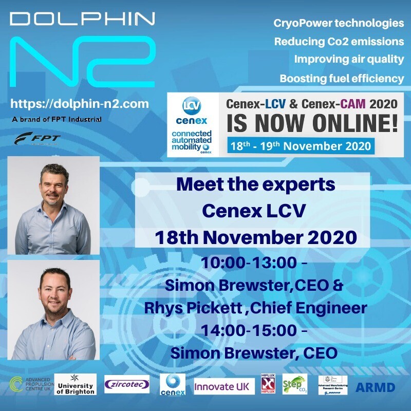 dolphin_n2's tweet photo. Visit the Dolphin N2 Virtual Stand at Cenex LCV 2020.Join Simon Brewster, CEO &amp; Rhys Pickett, Chief Engineer from 10am today #LCV2020 @lcv_event https://t.co/U1ztCsKZVq  https://t.co/mmn06ahA7X @dolphin_n2 #AirQuality #ZeroEmissions #CryoPower https://t.co/PoUYNnrEyh https://t.co/5NcmZPsCB8
