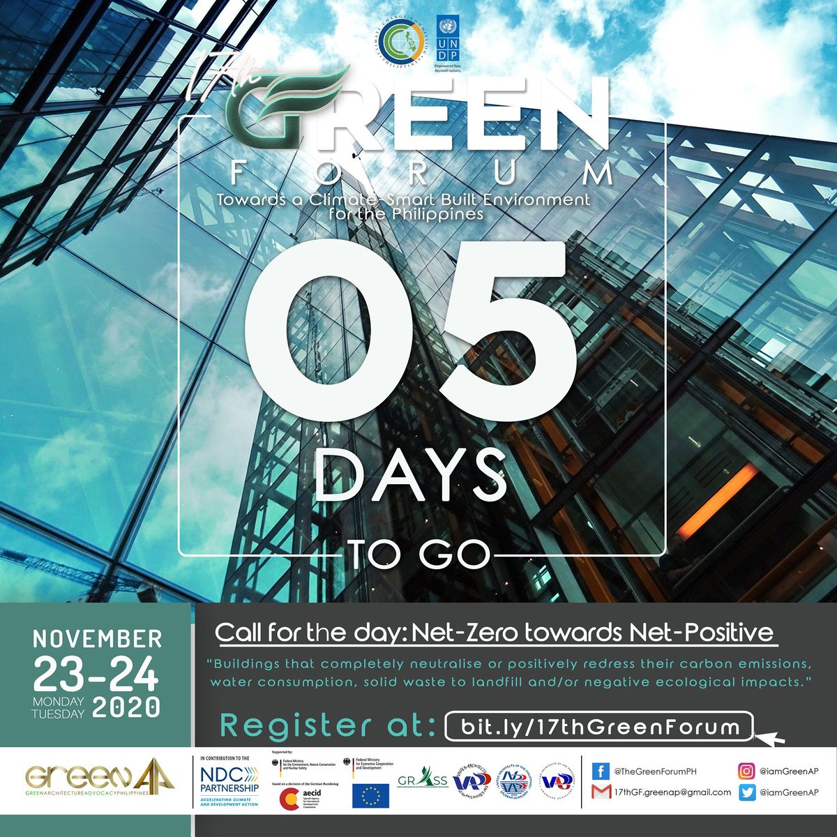 uapsanational's tweet image. The #17thGreenForum is fast-approaching! There is a need to unite for Climate Change Consciousness. The time is now to act towards a Climate-Smart Built Environment for the Philippines.

#ClimateSmartBuildings
#IamClimateSmartPhilippines
#GreenAP
#UAPSAxGreenAP