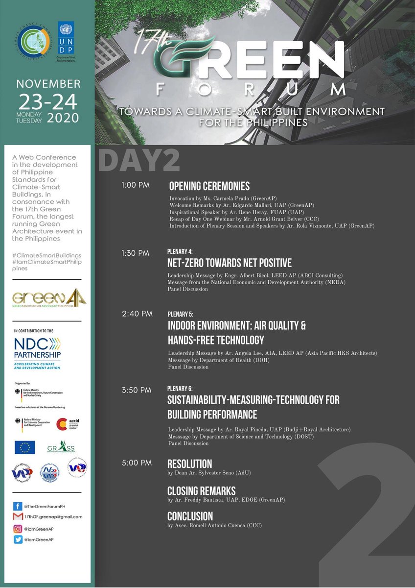 uapsanational's tweet image. The #17thGreenForum is fast-approaching! There is a need to unite for Climate Change Consciousness. The time is now to act towards a Climate-Smart Built Environment for the Philippines.

#ClimateSmartBuildings
#IamClimateSmartPhilippines
#GreenAP
#UAPSAxGreenAP