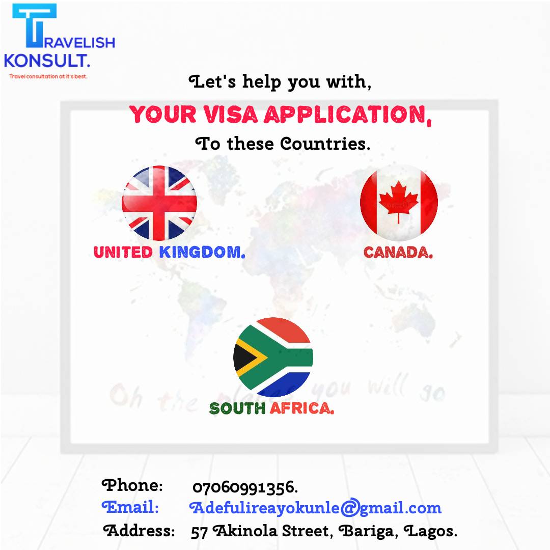 TravelishK's tweet photo. Let's help you with, your visa application. Contact details on the E-flyer.
#travelculture #travelagent #cheapflights #lagostravelagent #localflight #internationalflights #travelconsultation https://t.co/tdIJzc5Mhq