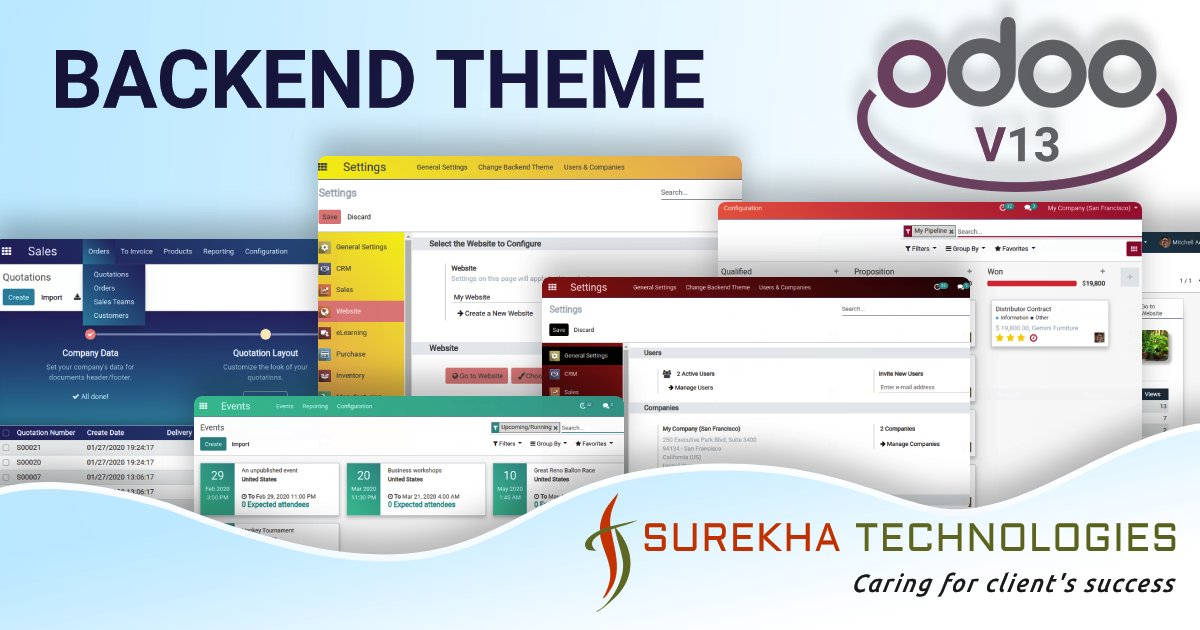 surekhatech's tweet photo. Bring a new look and feel to your Odoo backend with a customizable theme. Easy way to make the Odoo backend look consistent. Get Your Backend Theme Now from Odoo Marketplace: https://t.co/sx4j5jH3HV
#theme #backendtheme #odoobackend #odoo #odoo13 #odoomarketplace #surekhatech https://t.co/RG4AfaMpi6
