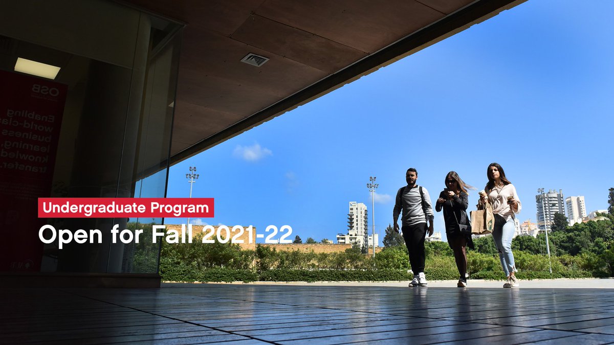 Join #OSB Fall 21-22 Undergraduate Program, where you get to choose from 7 concentrations, while benefitting from an enriching university life full of events &amp; activities. Deadline to apply: Nov. 30 for early admission, and Dec. 20 for regular admission: bit.ly/36AgKWY