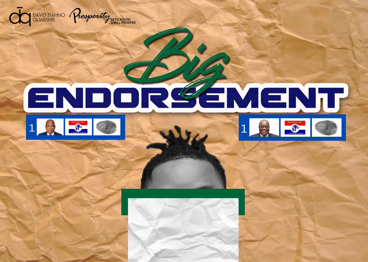 DavidTiahno's tweet photo. #BigEndorsementComingSoon - https://t.co/mKM7oP8K2W
#KetuSouthShallProsper #4MoreForNana https://t.co/4q5kMQKv95