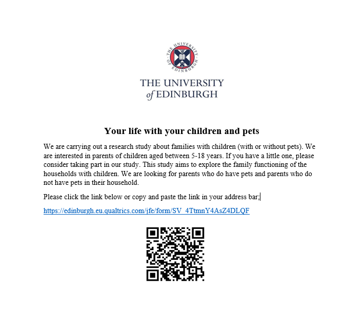 📢I am still recruiting.  Please help and consider taking part in my study. Answer some questions about your kids and pets (whether or not you have one in your household).
Follow the link below to participate;
edinburgh.eu.qualtrics.com/jfe/form/SV_4T…