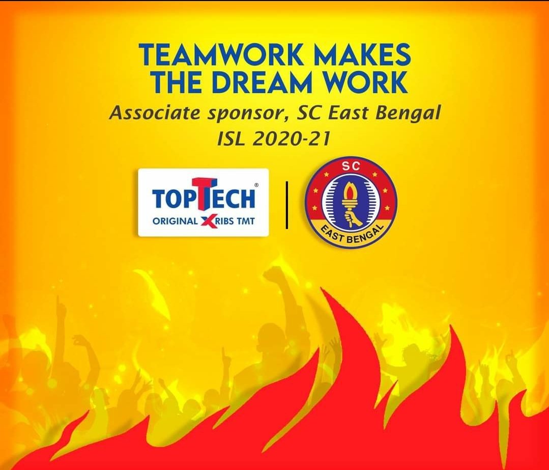 ProbasheEB's tweet photo. Time to create history-together! #Toptech is Proud to Be Associated with #EastBengal as the ‘Associate Sponsor’ for 2020-21 ISL Session!
#ISL2020 #AssociateSponsor #FatafatiFootball #LetsFootball #EastBengal #AamarBukeyFootball #OriginalChampions #ToptechTMT https://t.co/TYs6sI4HVo