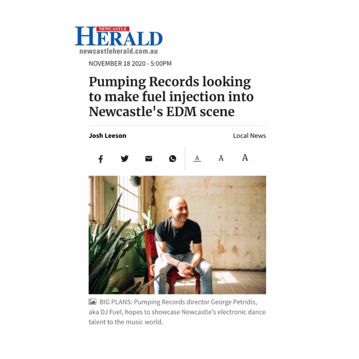 What a busy week for <a href="/thedjfuel/">Dj Fuel</a> aka George Petridis and his NEW label: <a href="/PumpingRecords/">Pumping Records</a> m! George caught up with <a href="/newcastleherald/">Newcastle Herald</a> ahead of the launch! The first single: ‘Do You Think About Me’ by <a href="/yorkand23rd/">York and 23rd</a> is Out Now!! 🇦🇺🎶🎤 Read Here: newcastleherald.com.au/story/7017844/…