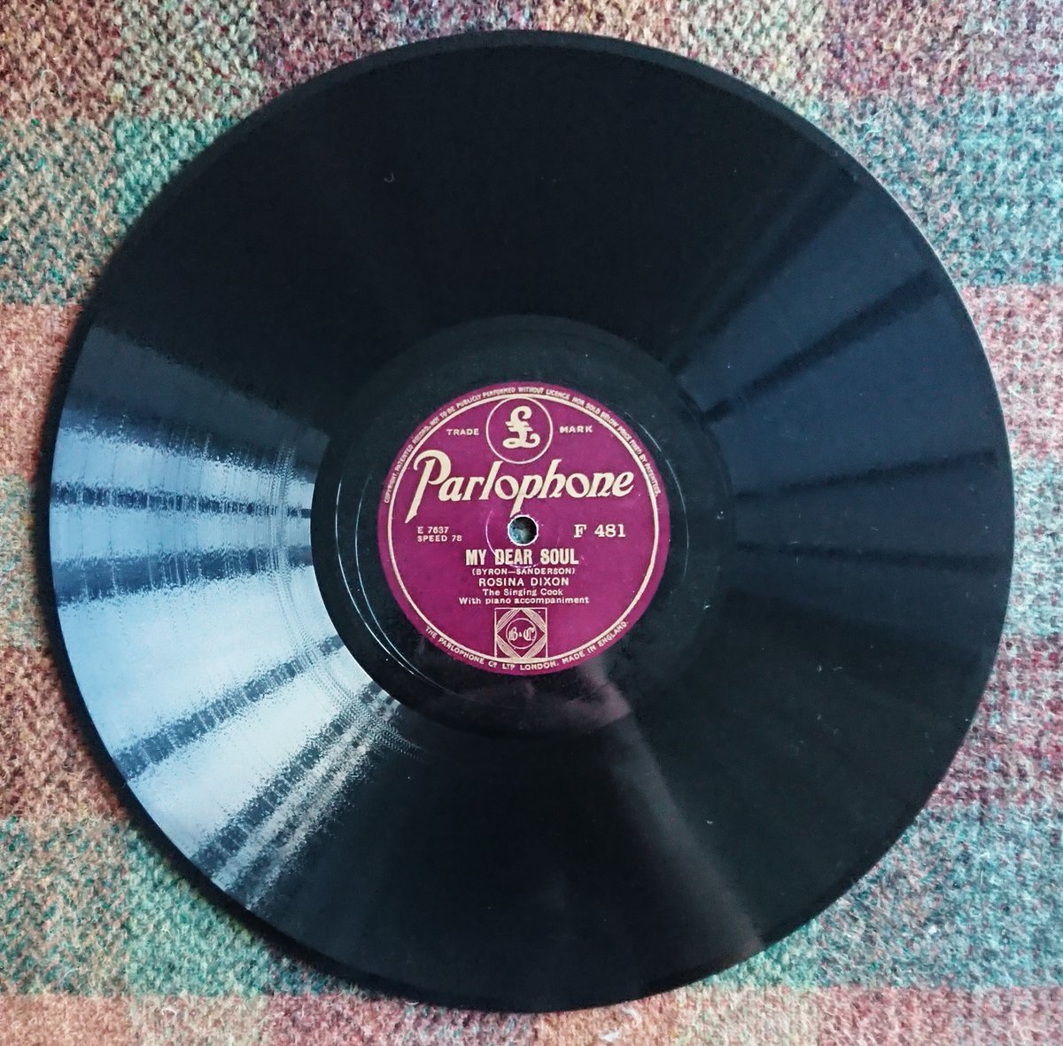 Rosina Dixon, The Singing Cook, released one record, featuring two songs - one she sang on the broadcast - My Dear Soul, and backed with a version of Danny Boy... She toured around the country singing her 'hit' on Variety bills following her appearance on the BBC...